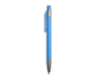 Aluminium balpen met rubbercoating, kunststof clip en blauwe inkt kleur lichtblauw