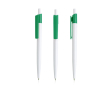 Pen van gerecycled plastic met brede gekleurde clip, blauwe inkt kleur groen