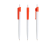 Pen van gerecycled plastic met brede gekleurde clip, blauwe inkt kleur rood