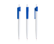 Pen van gerecycled plastic met brede gekleurde clip, blauwe inkt kleur koningsblauw