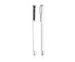 Rollerpen van plastic met metalen clipdop, blauwe gelinkt kleur wit