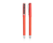 Rollerpen van plastic met metalen clipdop, blauwe gelinkt kleur rood