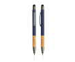 Balpen van aluminium en kurk met rubberen grip, blauwe inkt kleur marineblauw