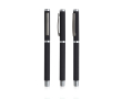 Metalen rollerpen met rubberen afwerking en clipdop, blauwe inkt kleur zwart