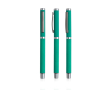 Metalen rollerpen met rubberen afwerking en clipdop, blauwe inkt kleur groen