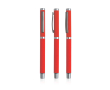 Metalen rollerpen met rubberen afwerking en clipdop, blauwe inkt kleur rood