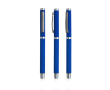 Metalen rollerpen met rubberen afwerking en clipdop, blauwe inkt kleur marineblauw