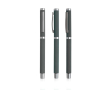 Metalen rollerpen met rubberen afwerking en clipdop, blauwe inkt kleur lichtgrijs