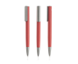 Gerecyclede aluminium balpen met rubberafwerking, blauwe inkt kleur donkerrood