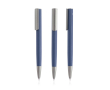Gerecyclede aluminium balpen met rubberafwerking, blauwe inkt kleur marineblauw