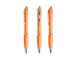 Pen van oceaanplastic met verchroomde details, blauwe inkt kleur oranje
