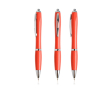 Pen van oceaanplastic met verchroomde details, blauwe inkt kleur rood