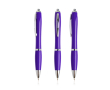 Pen van oceaanplastic met verchroomde details, blauwe inkt kleur paars