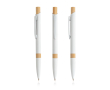 Pen van gerecycled aluminium met bamboedetails, blauwe inkt kleur wit