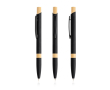 Pen van gerecycled aluminium met bamboedetails, blauwe inkt kleur zwart