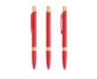 Pen van gerecycled aluminium met bamboedetails, blauwe inkt kleur rood