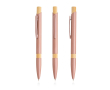 Pen van gerecycled aluminium met bamboedetails, blauwe inkt kleur rose gold