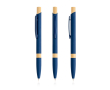 Pen van gerecycled aluminium met bamboedetails, blauwe inkt kleur marineblauw