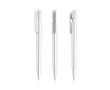 Pen van gerecycled plastic met brede clip en blauwe inkt kleur zilver