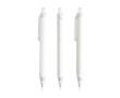 Driehoekige pen van plastic met transparante details, blauwe inkt kleur wit