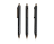 Driehoekige pen van plastic met transparante details, blauwe inkt kleur zwart