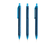 Driehoekige pen van plastic met transparante details, blauwe inkt kleur petrol blauw