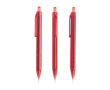 Driehoekige pen van plastic met transparante details, blauwe inkt kleur donkerrood