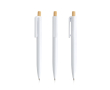 Pen van gerecycled plastic met bamboeknop, blauwe inkt kleur wit