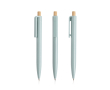 Pen van gerecycled plastic met bamboeknop, blauwe inkt kleur lichtblauw