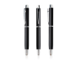 Elegante rollerpen van aluminium met zilveren details, blauwe inkt kleur zwart
