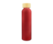 Gekleurde glazen fles met matte coating en bamboe schroefdop 500ml kleur rood