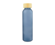 Gekleurde glazen fles met matte coating en bamboe schroefdop 500ml kleur blauw