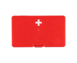 EHBO-set in kunststof doos met clip sluiting en 15 stuks kleur rood
