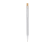 Gerecyclede aluminium pen met bamboe drukknop, blauwe inkt kleur wit