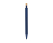 Gerecyclede aluminium pen met bamboe drukknop, blauwe inkt kleur marineblauw