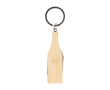 Multifunctionele sleutelhanger in flesvorm met kurkentrekker kleur hout