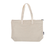Gerecyclede polykatoenen tas met ritssluiting en lange hengsels 330 g/m² kleur beige