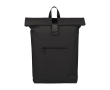 Roll-top rugzak van synthetisch leer voor laptop 16'' kleur zwart