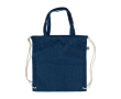 Rugzaktas van gerecycled denim met naturel koordsluiting kleur jeans blauw
