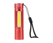 Oplaadbare aluminium zaklamp met 3 lichtstanden en polsbandje kleur rood