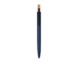 Balpen van gerecycled aluminium met bamboedrukknop, blauwe inkt kleur blauw