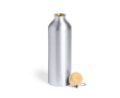 Grote aluminium fles met bamboedop en karabijnhaak 800ml Helsinki kleur zilver