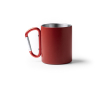 Beker van gerecycled RVS met dubbele wand en karabijnhaak300 ml kleur rood