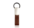 Sleutelhanger met synthetisch leren band en gemakkelijk te openen ring kleur bruin