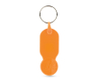 Plastic sleutelhanger met 1-euromunt en personaliseerbare hoes kleur oranje