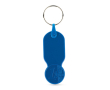 Plastic sleutelhanger met 1-euromunt en personaliseerbare hoes kleur koningsblauw