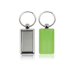 Rechthoekige sleutelhanger met gekleurd plastic en metalen ring kleur lichtgroen