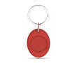 Ovale sleutelhanger met winkelwagenmuntje aan de binnenkant kleur rood