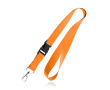 Polyester lanyard van 2 cm met tiptop en metalen karabijnhaak kleur oranje