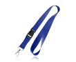 Polyester lanyard van 2 cm met tiptop en metalen karabijnhaak kleur marineblauw
